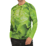 Green Lettuce Leaves Print Men's Long Sleeve Rash Guard