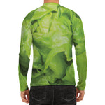 Green Lettuce Leaves Print Men's Long Sleeve Rash Guard