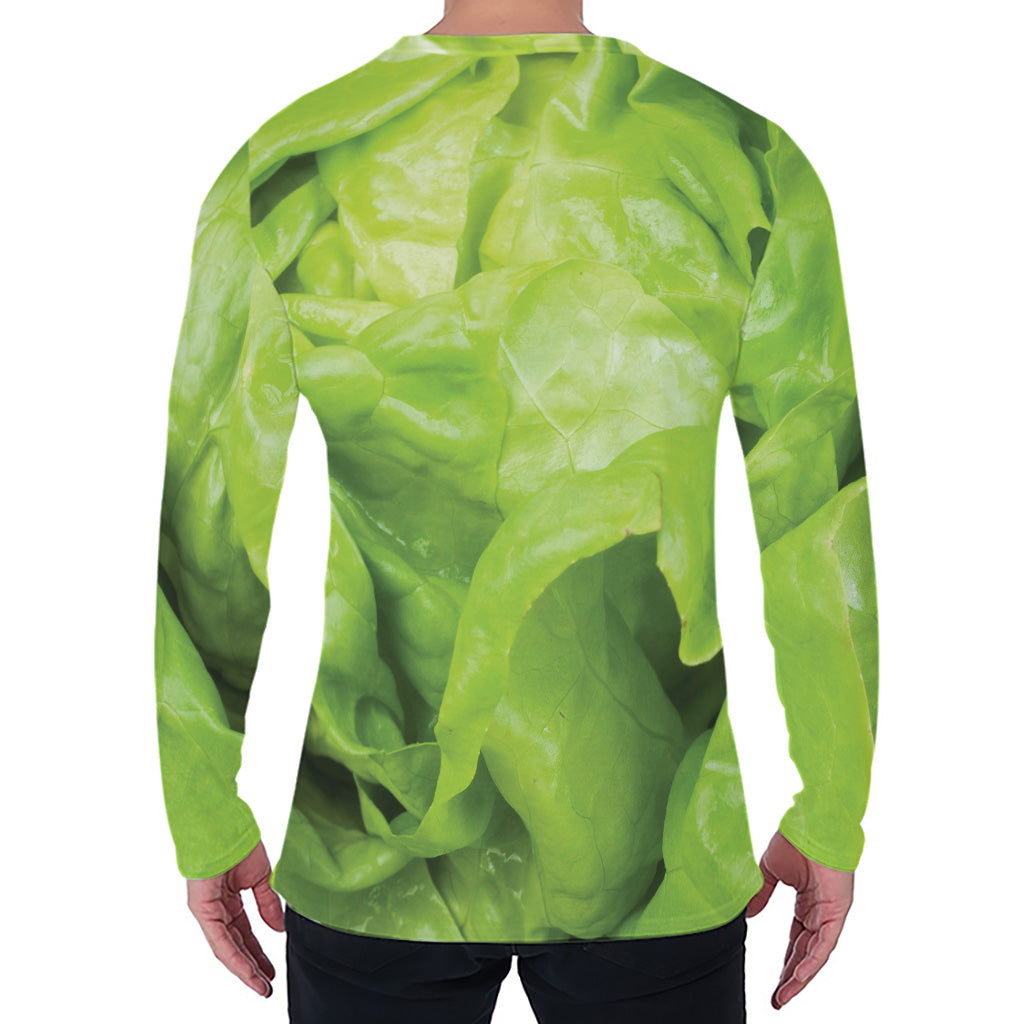 Green Lettuce Leaves Print Men's Long Sleeve T-Shirt