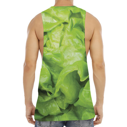 Green Lettuce Leaves Print Men's Muscle Tank Top