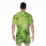 Green Lettuce Leaves Print Men's Rompers