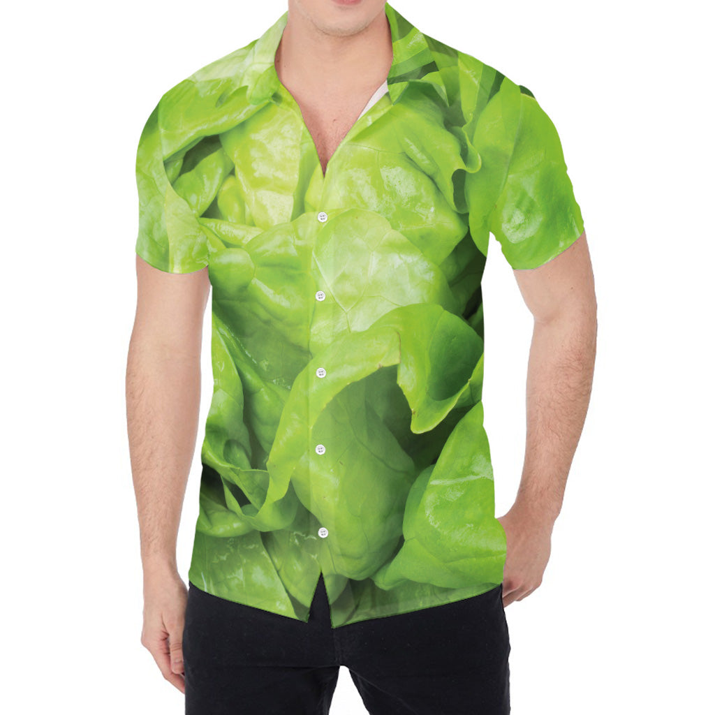 Green Lettuce Leaves Print Men's Shirt