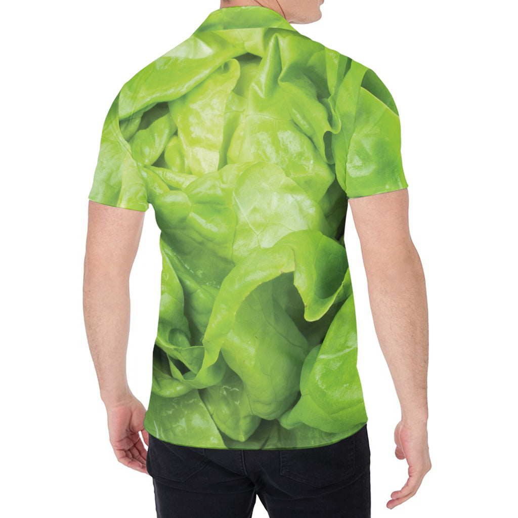 Green Lettuce Leaves Print Men's Shirt