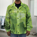 Green Lettuce Leaves Print Men's Shirt Jacket
