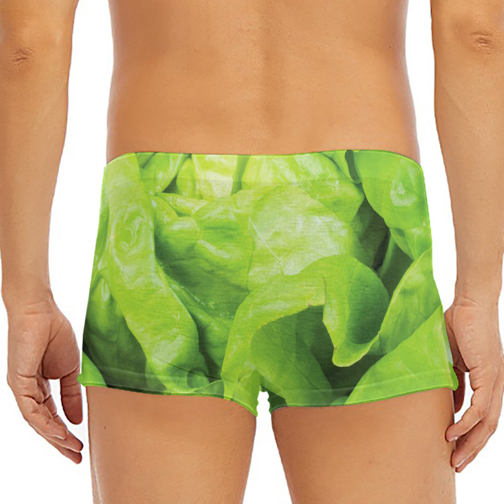 Green Lettuce Leaves Print Men's Short Boxer Briefs