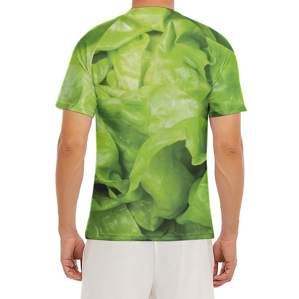 Green Lettuce Leaves Print Men's Short Sleeve Rash Guard