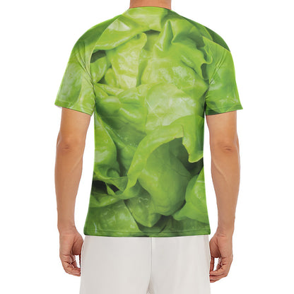 Green Lettuce Leaves Print Men's Short Sleeve Rash Guard