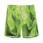 Green Lettuce Leaves Print Men's Sports Shorts