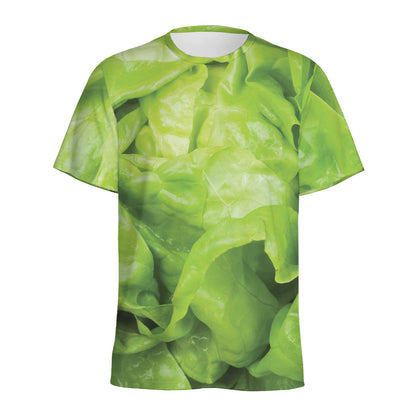 Green Lettuce Leaves Print Men's Sports T-Shirt