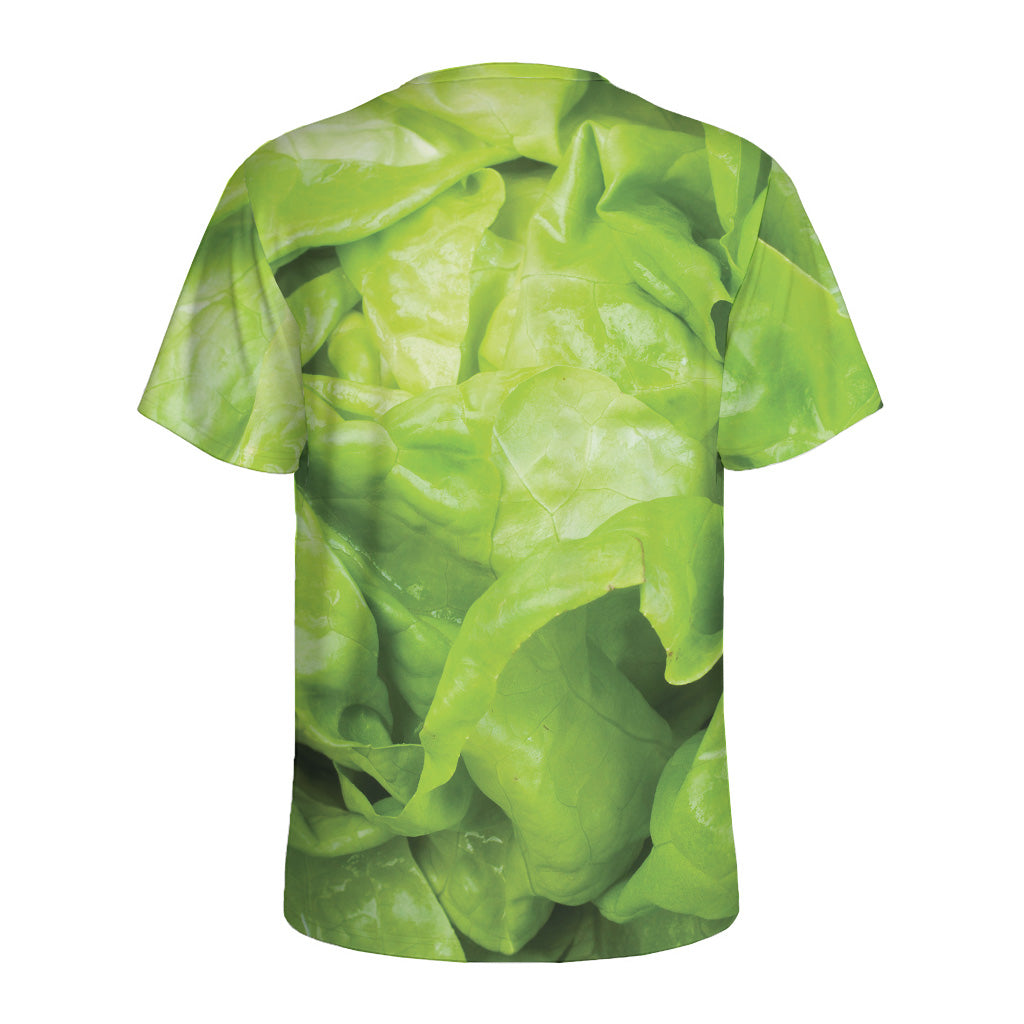 Green Lettuce Leaves Print Men's Sports T-Shirt