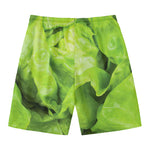 Green Lettuce Leaves Print Men's Swim Trunks