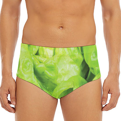Green Lettuce Leaves Print Men's Triangle Swim Briefs