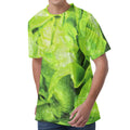 Green Lettuce Leaves Print Men's Velvet T-Shirt