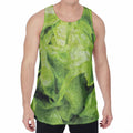 Green Lettuce Leaves Print Men's Velvet Tank Top