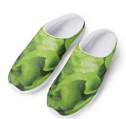 Green Lettuce Leaves Print Mesh Casual Shoes