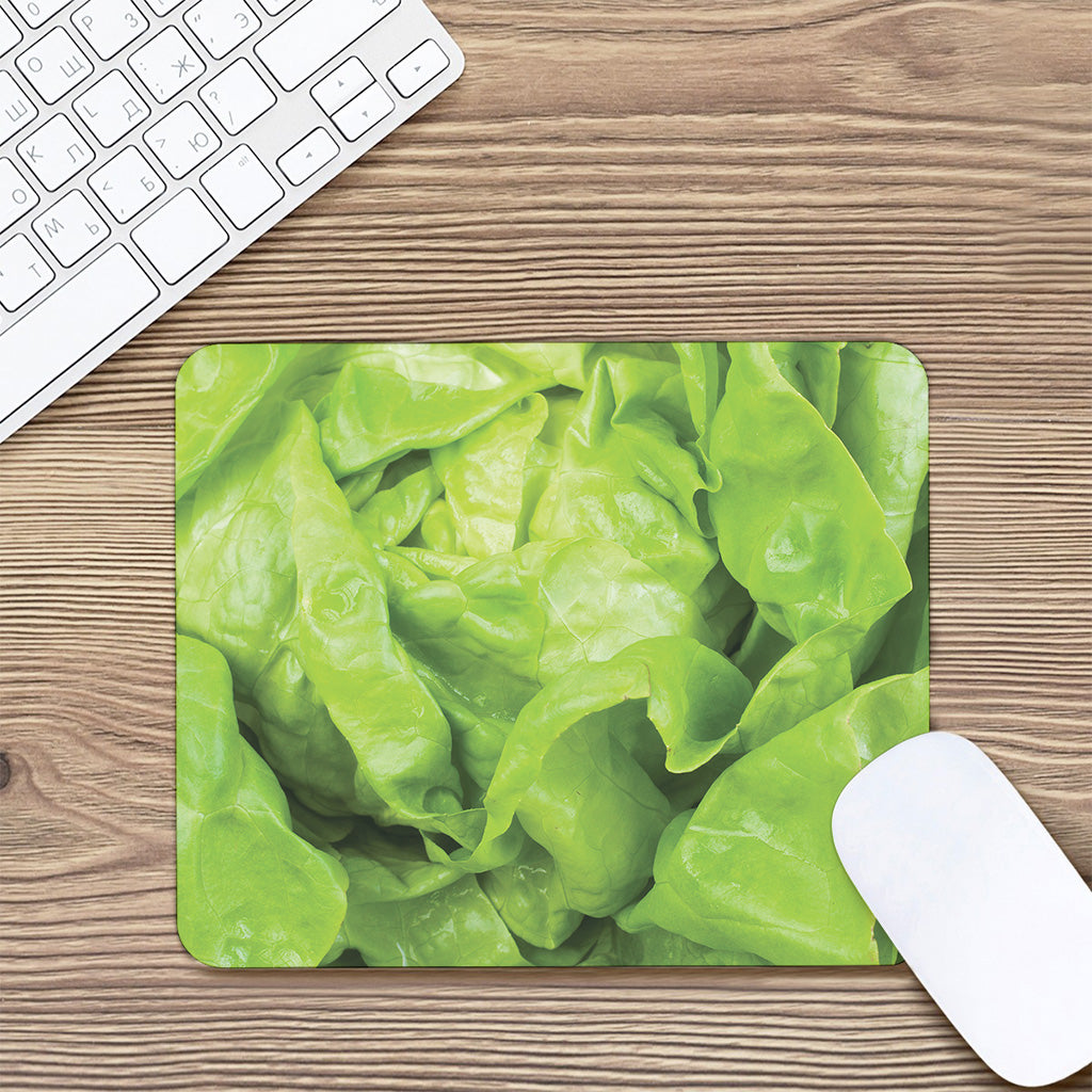 Green Lettuce Leaves Print Mouse Pad