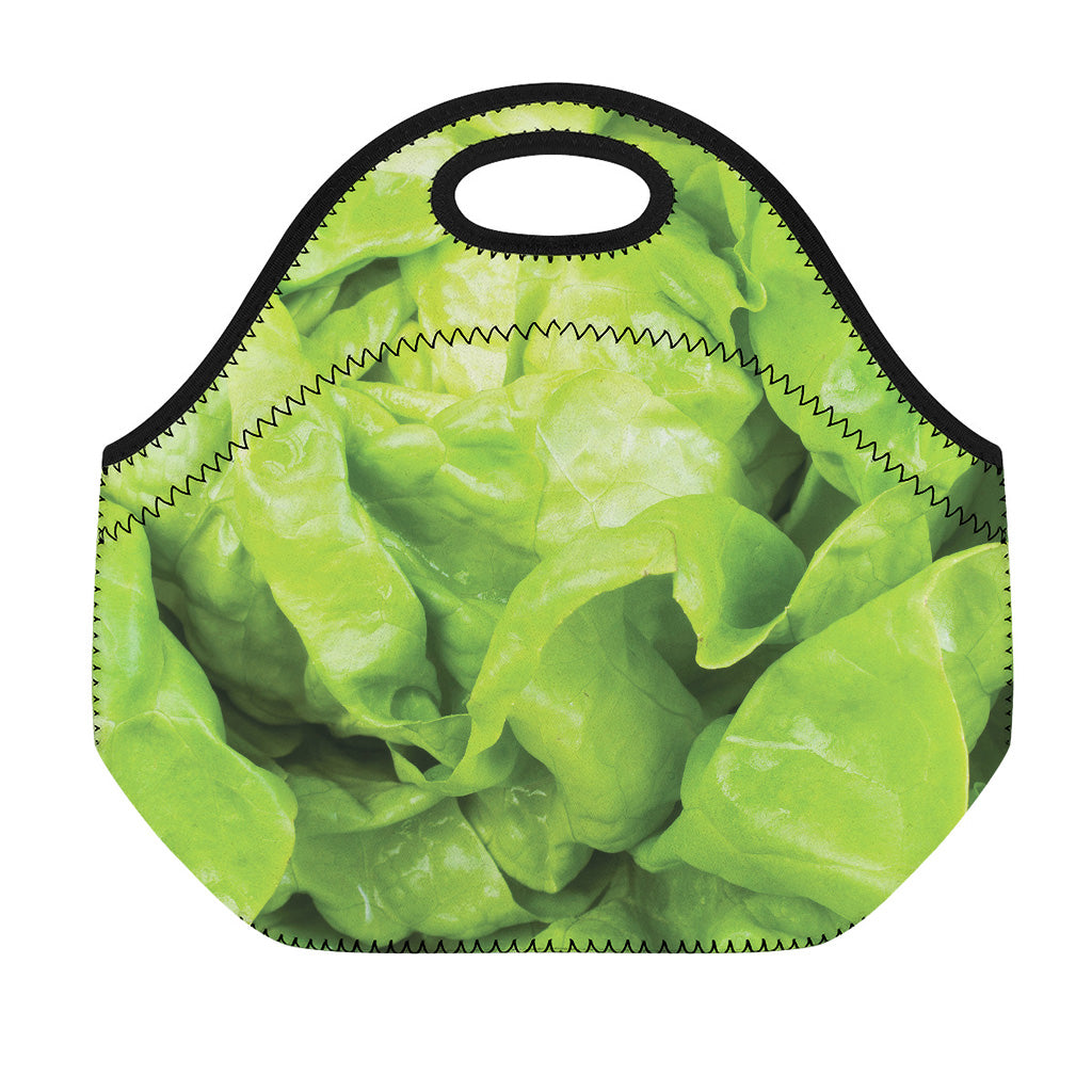 Green Lettuce Leaves Print Neoprene Lunch Bag