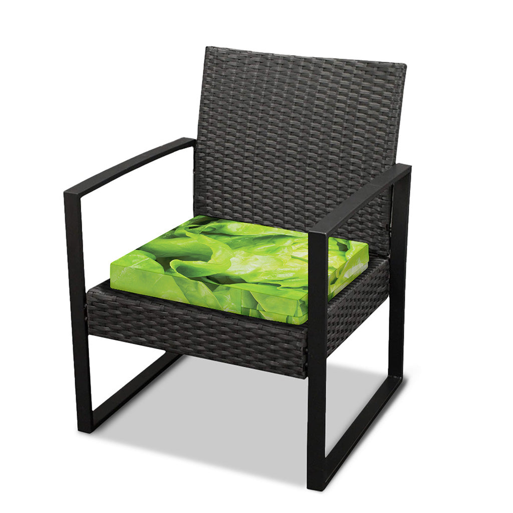 Green Lettuce Leaves Print Outdoor Seat Cushion Cover