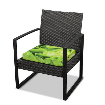Green Lettuce Leaves Print Outdoor Seat Cushion Cover