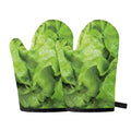 Green Lettuce Leaves Print Oven Mitts