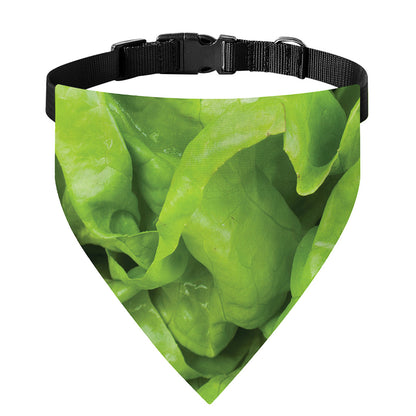 Green Lettuce Leaves Print Over The Collar Dog Bandana