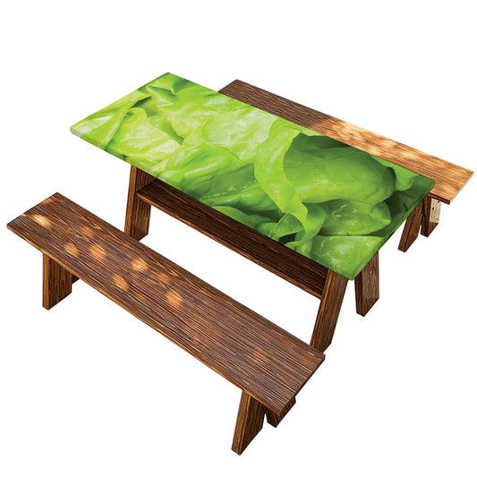 Green Lettuce Leaves Print Picnic Table Cover