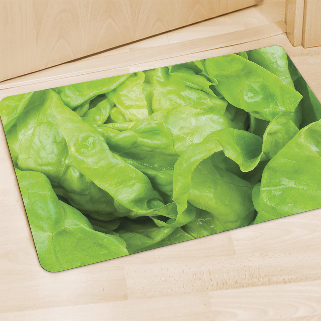 Green Lettuce Leaves Print Polyester Doormat