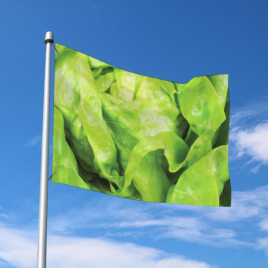Green Lettuce Leaves Print Polyester Flag