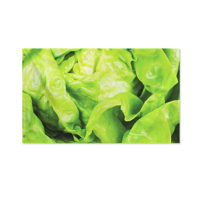 Green Lettuce Leaves Print Polyester Flag