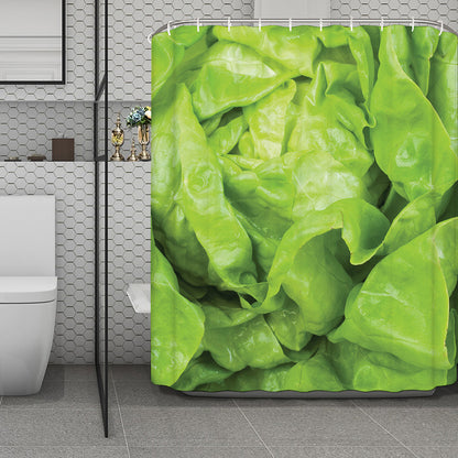 Green Lettuce Leaves Print Polyester Shower Curtain
