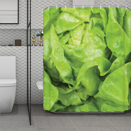 Green Lettuce Leaves Print Polyester Shower Curtain