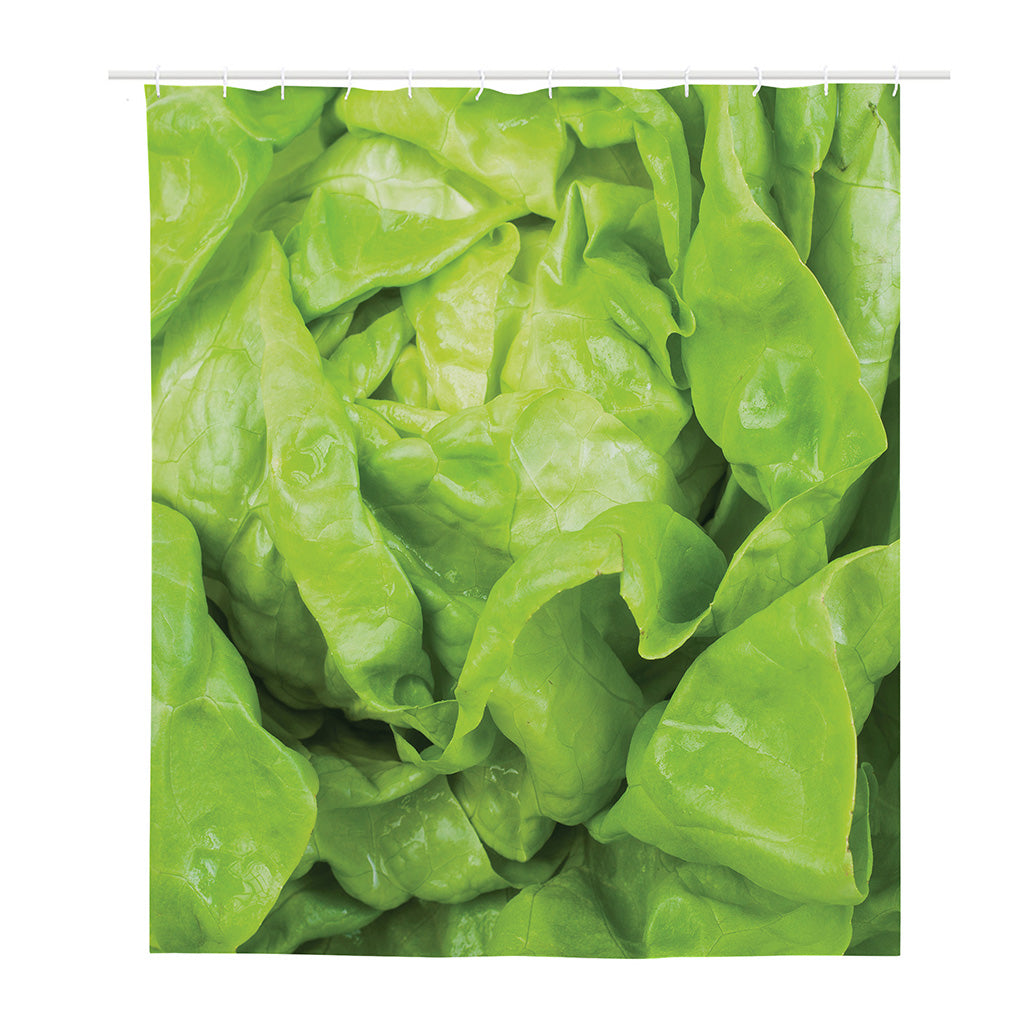 Green Lettuce Leaves Print Polyester Shower Curtain