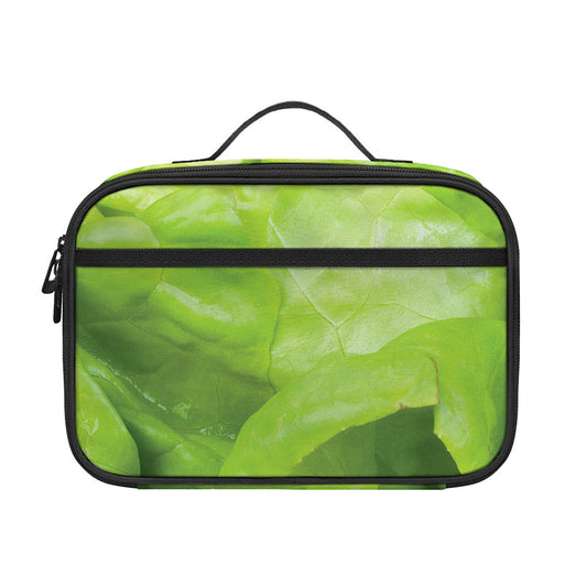 Green Lettuce Leaves Print Portable Lunch Bag