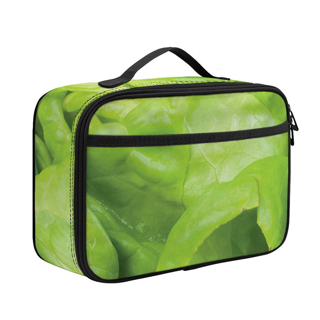 Green Lettuce Leaves Print Portable Lunch Bag