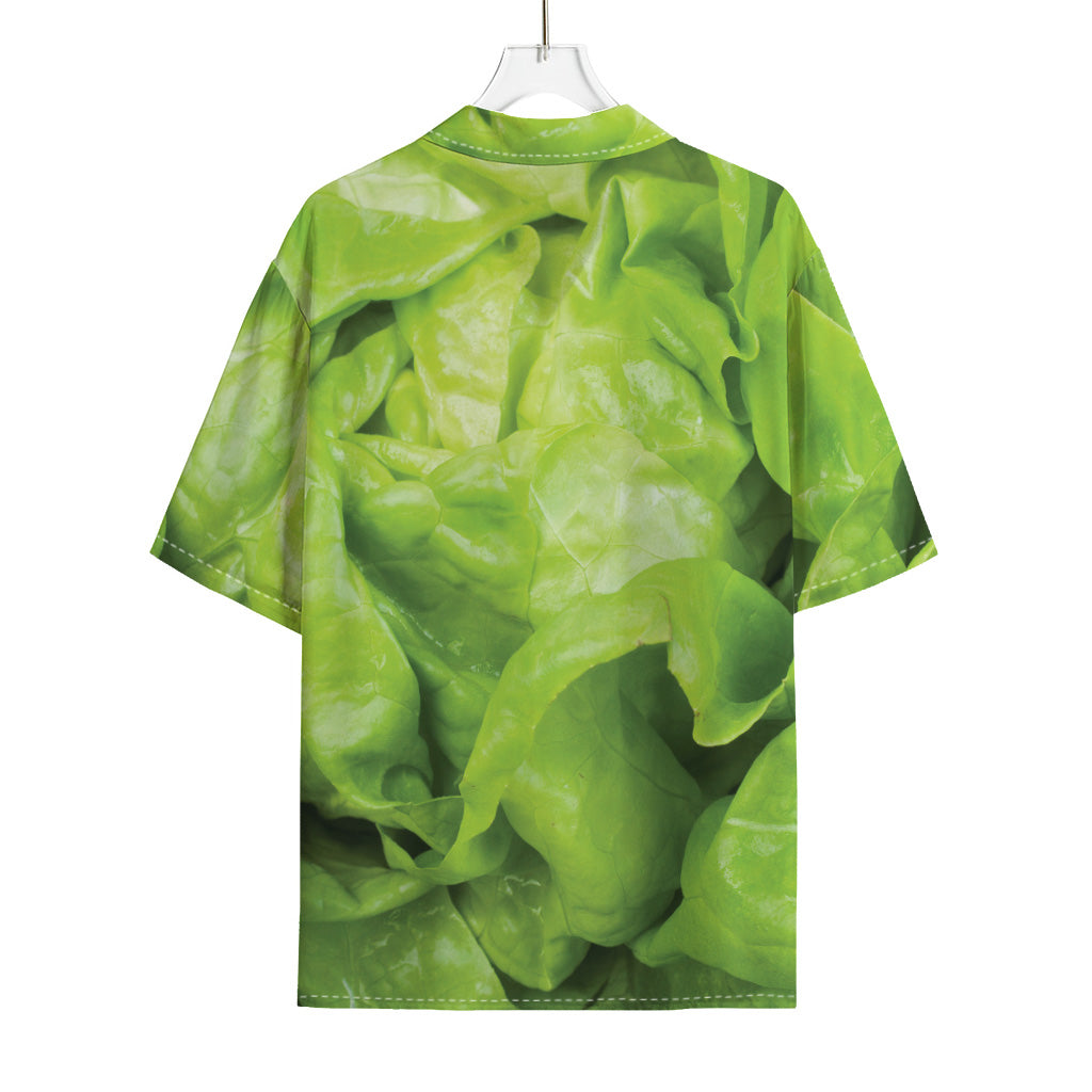 Green Lettuce Leaves Print Rayon Hawaiian Shirt