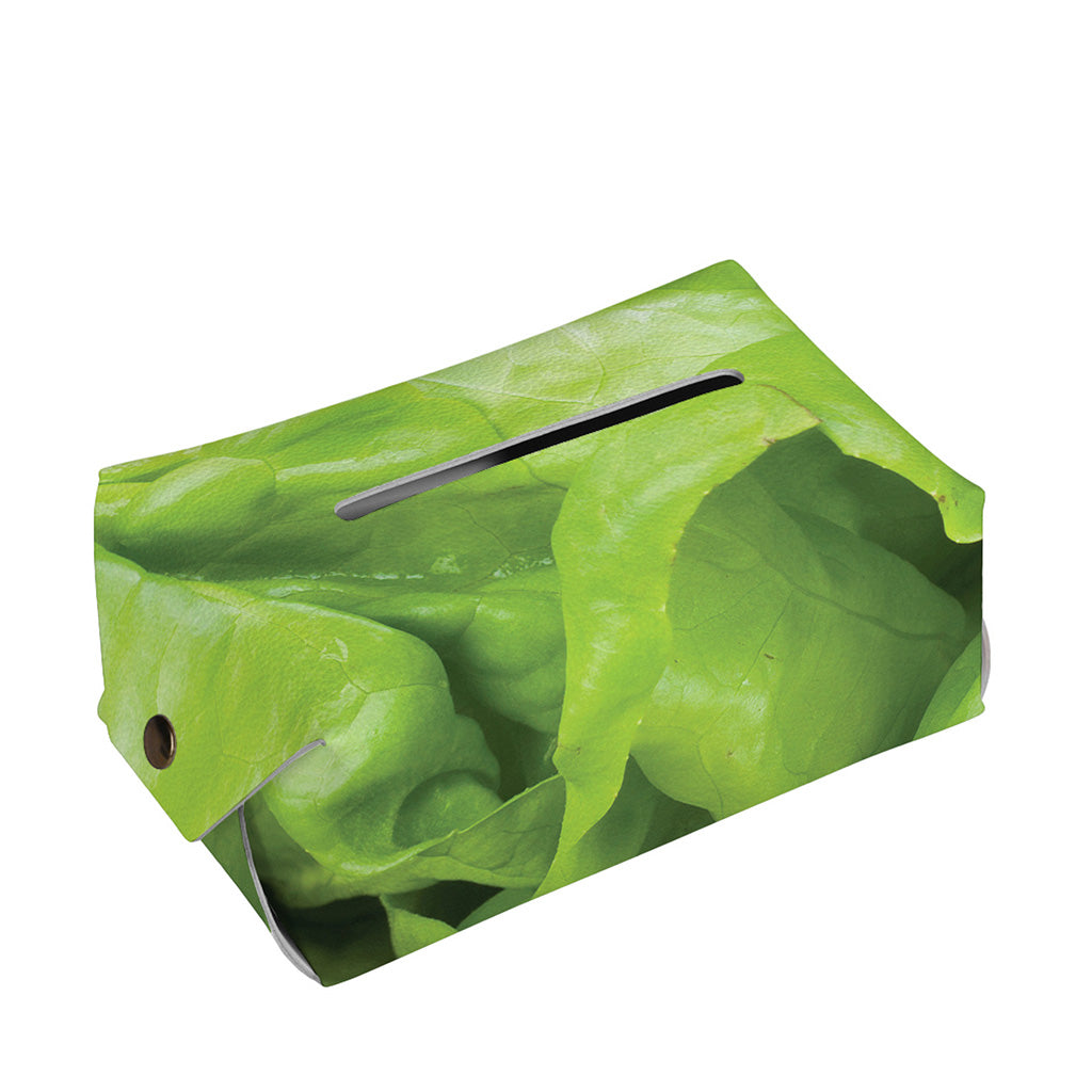 Green Lettuce Leaves Print Rectangle Tissue Box Cover