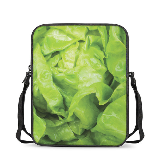 Green Lettuce Leaves Print Rectangular Crossbody Bag