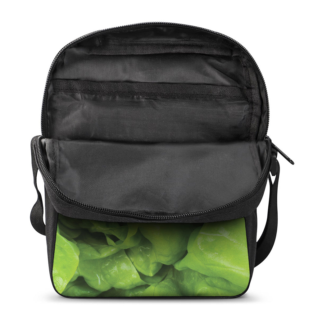 Green Lettuce Leaves Print Rectangular Crossbody Bag