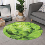 Green Lettuce Leaves Print Round Rug