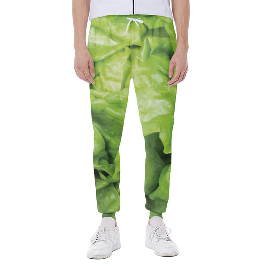 Green Lettuce Leaves Print Scuba Joggers