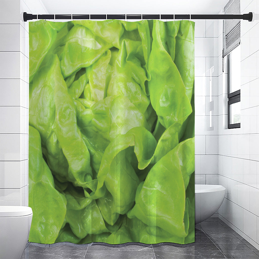 Green Lettuce Leaves Print Shower Curtain