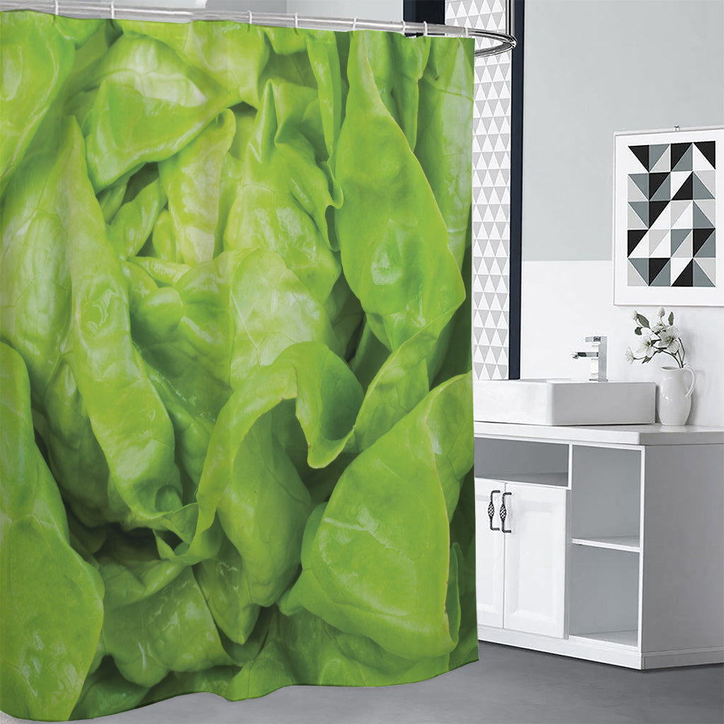 Green Lettuce Leaves Print Shower Curtain