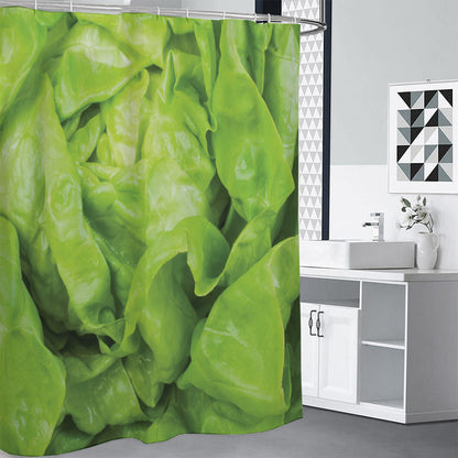 Green Lettuce Leaves Print Shower Curtain