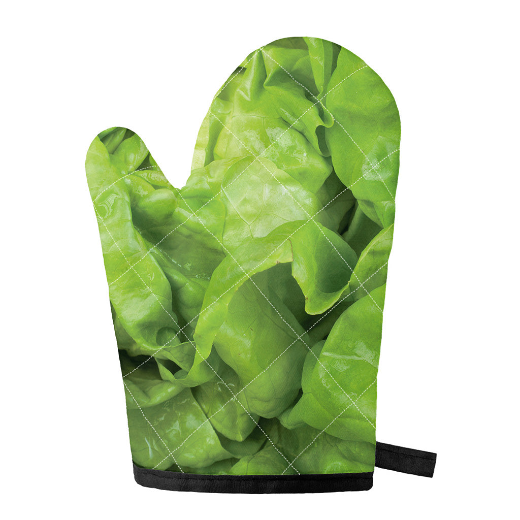 Green Lettuce Leaves Print Single Oven Mitt