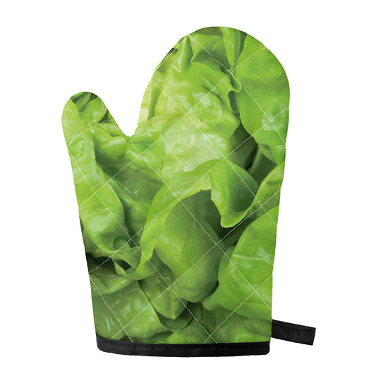 Green Lettuce Leaves Print Single Oven Mitt