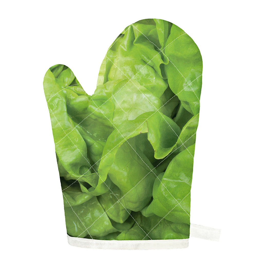 Green Lettuce Leaves Print Single Oven Mitt