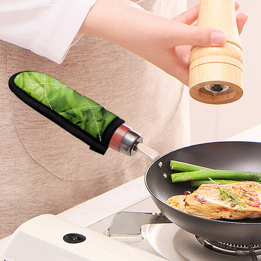 Green Lettuce Leaves Print Skillet Handle Cover