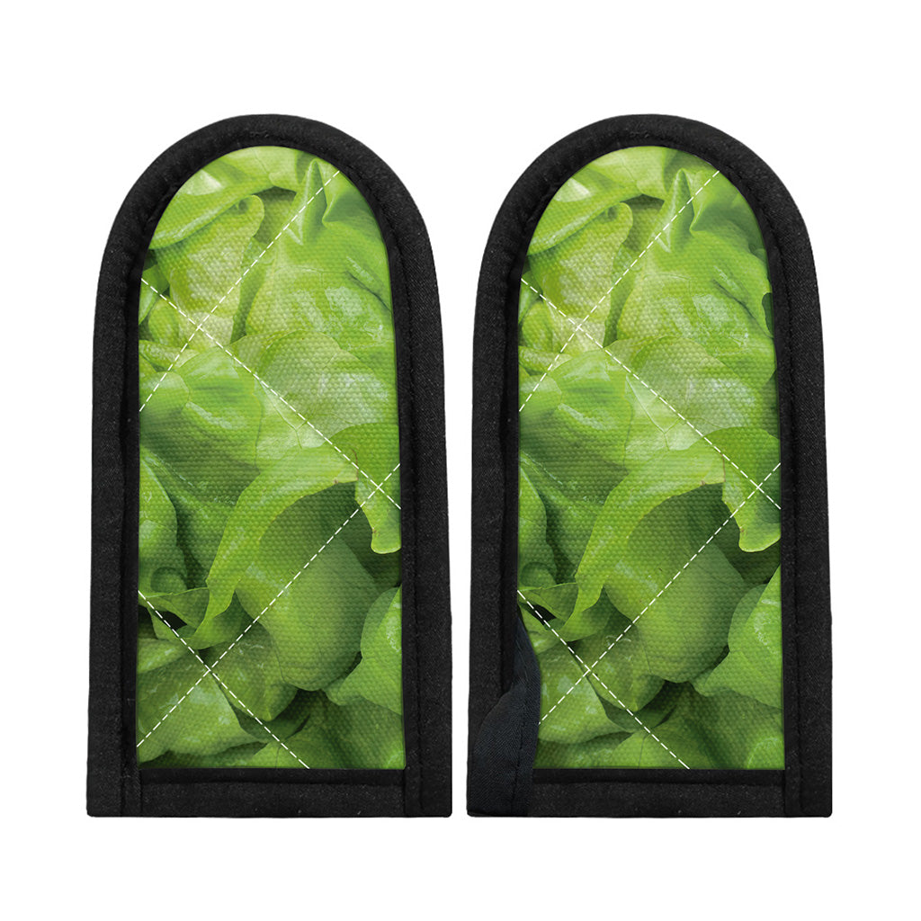 Green Lettuce Leaves Print Skillet Handle Cover