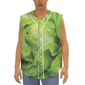 Green Lettuce Leaves Print Sleeveless Baseball Jersey