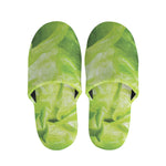 Green Lettuce Leaves Print Slippers